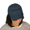 Distressed Hat (Embroidery - Black)