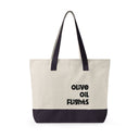 Canvas Zipper Tote Bag — 'Olive Oil Flights' Design, Durable Market & Travel Tote